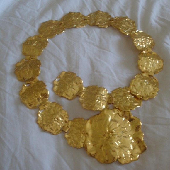 Grecian 18k Gold Plated Belt Metal Flowers Floral main image 12